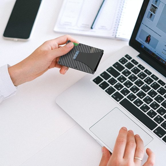 ✨✨BRAND NEW Mens Slim Wallet Minimalist RFID Blocking Money Clip Carbon … - Picture 7 of 8